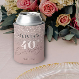 Enfriador De Latas Cumpleaños 40 Rose Gold Glitter