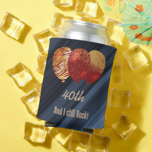 Enfriador De Latas Cumpleaños 40 y globos rojos con brillo dorado