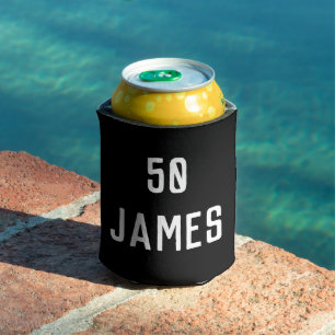Enfriador De Latas Cumpleaños 50.ª Elegante Moda elegante negra