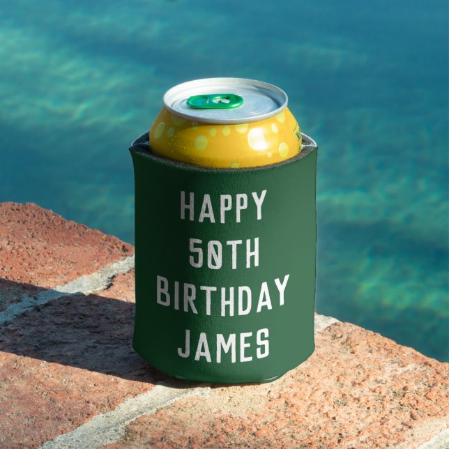 Enfriador De Latas Cumpleaños 50.º Elegante Vestido Verde Elegante Fa (Piscina in situ)