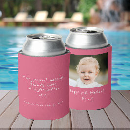 Enfriador De Latas Cumpleaños 50 personalizado con foto cita rosa enf