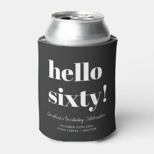 Enfriador De Latas Cumpleaños 60 Hello Soft Black Favor Moderno