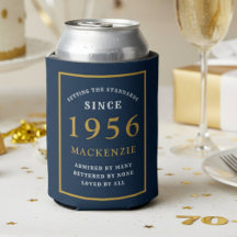 Cumpleaños 70 Personalizado 1956 Elegante Azul Oro