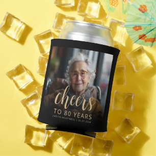 Enfriador De Latas Cumpleaños 80 personalizado con foto Cheers