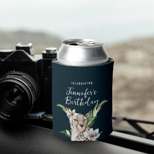 Enfriador De Latas Cumpleaños Animal Leopardo de la Jungla Salvaje