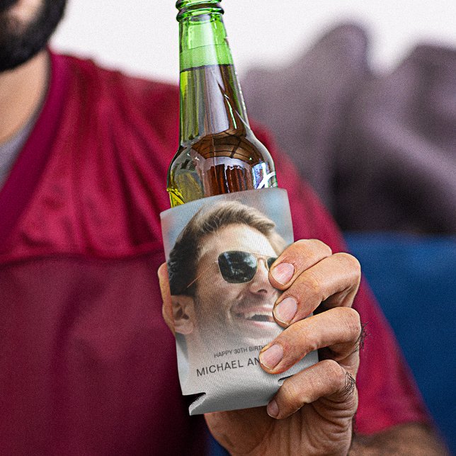 Enfriador De Latas Cumpleaños con Foto Moderna (Subido por el creador)