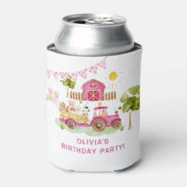 Enfriador De Latas cumpleaños de animales de granja rosados chicas