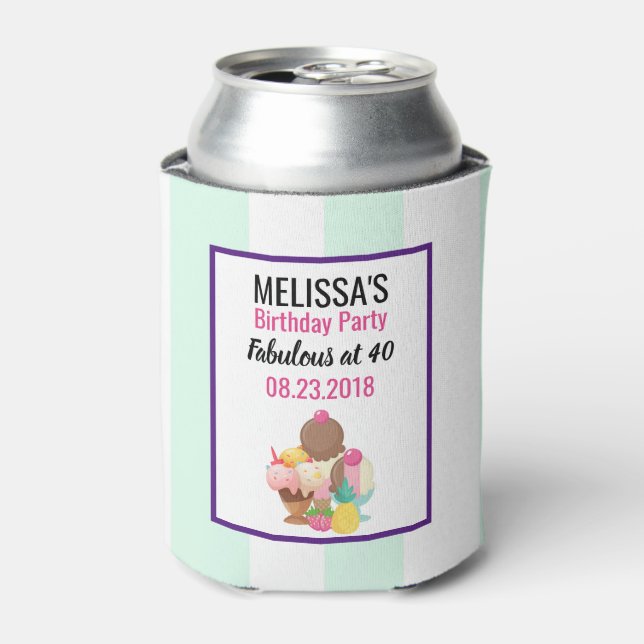 Enfriador De Latas Cumpleaños de Cucharadas de Helado (Lata Anverso)