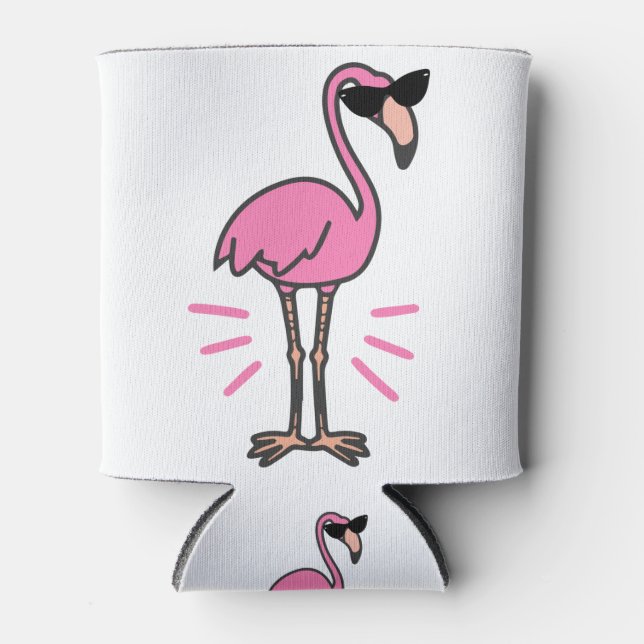Enfriador De Latas Cumpleaños de Flamingo, flamingo, gafas de sol de  (Anverso)
