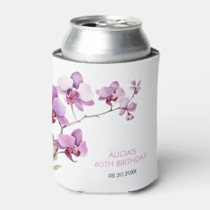 Enfriador De Latas Cumpleaños de Flor de Orquídea Púrpura
