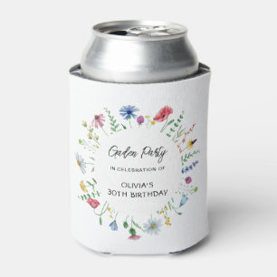 Enfriador De Latas Cumpleaños de flores silvestres de la fiesta del j
