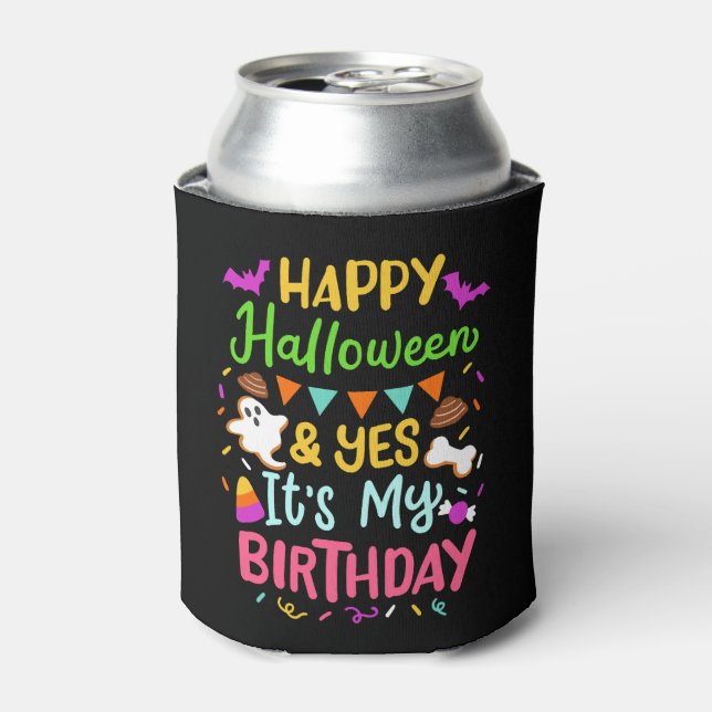 Enfriador De Latas Cumpleaños de Halloween (Lata Anverso)