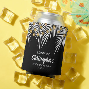 Enfriador De Latas Cumpleaños de las Palmas de Oro y Negro