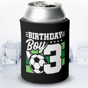 Enfriador De Latas Cumpleaños del fútbol - niño de 3 años - tercer cu