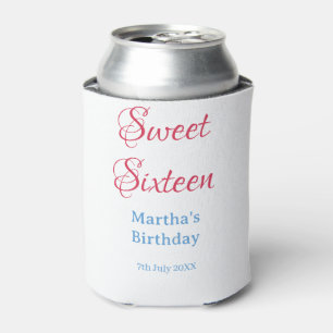 Enfriador De Latas Cumpleaños dieciséis rosa nombre fecha caligrafía 