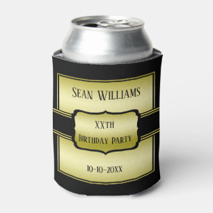 Enfriador De Latas Cumpleaños elegante de hombre de oro y negro