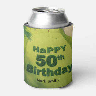 Enfriador De Latas Cumpleaños número 50 de golf en el green de puttin