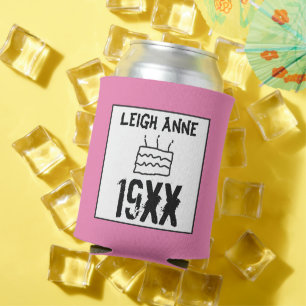Enfriador De Latas Cumpleaños Personaliza a Nacido en Personalizado 