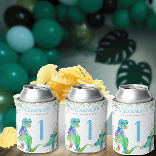 Enfriador De Latas Cumpleaños Salvaje Uno Dinosaurio 1er Fiesta de Cu