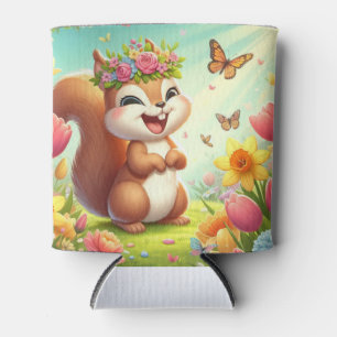 Enfriador De Latas Cura, ardilla de primavera feliz