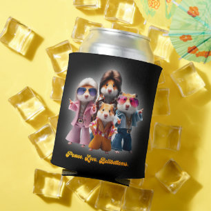 Enfriador De Latas Curiosa Paz. Amor. Bellbottoms. Supergrupo Hamster