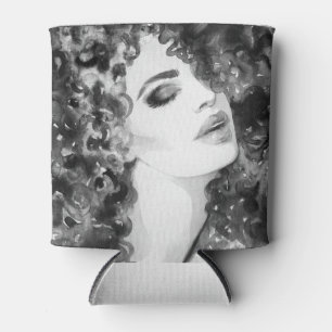 Enfriador De Latas Curly Grace: belleza de acuarela de moda