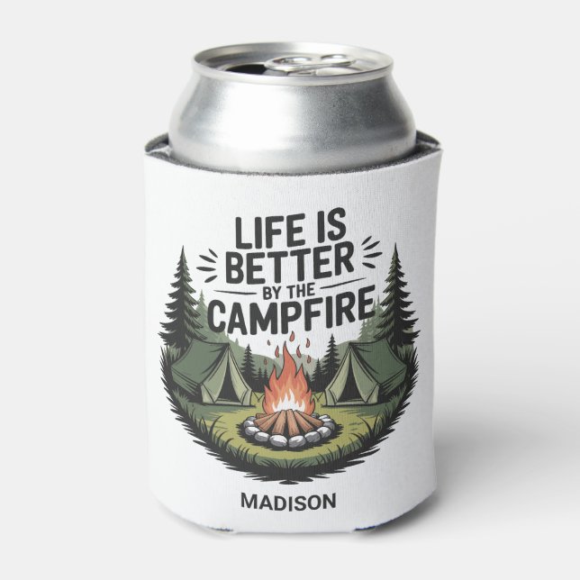 Enfriador De Latas Custom Name Camping (Lata Anverso)