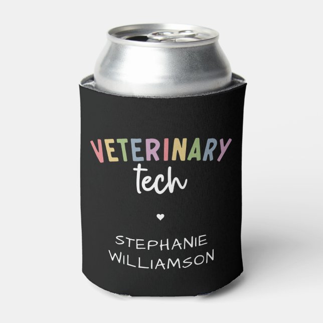 Enfriador De Latas Custom Name Veterinary Tech | Técnico de Vet (Lata Anverso)