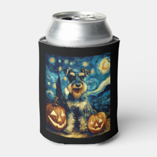 Enfriador De Latas Cuta miniatura Schnauzer Dog Halloween Jack O Lant