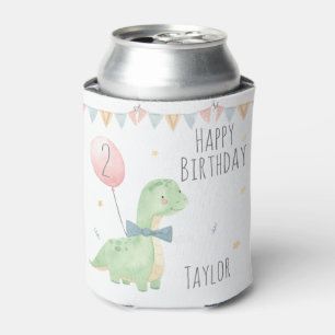 Enfriador De Latas Cute acuarela Dinosaurio Birthday Boy Personalizad