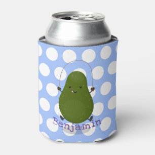 Enfriador De Latas Cute aguacate salto cuerda personalizado ilustraci