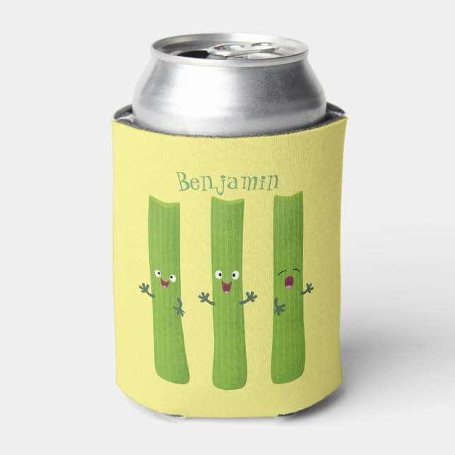 Enfriador De Latas Cute apio palitos trio verduras personalizados (Lata Anverso)