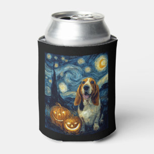 Enfriador De Latas Cute Basset Hound Dog Halloween Jack O Lantern Pum