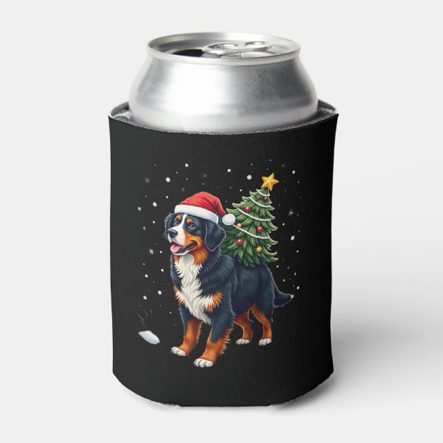 Enfriador De Latas Cute Bernese Mountain Dog in a Christmas Tree for  (Lata Anverso)