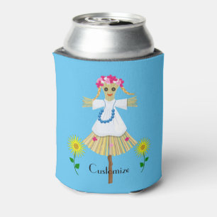 Enfriador De Latas Cute Blonde Pigtails Scarecrow