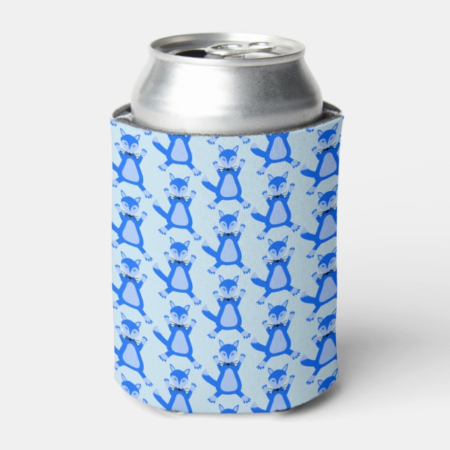 Enfriador De Latas Cute Blue Baby Boy Fox Pattered (Lata Anverso)