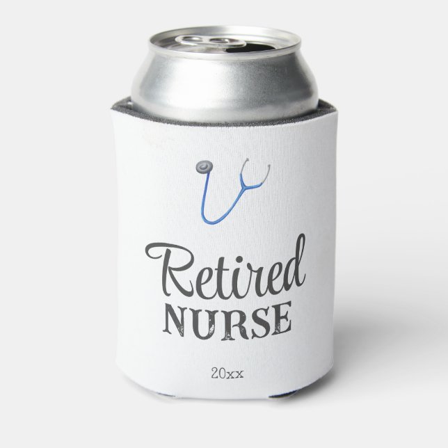 Enfriador De Latas Cute Blue Stethoscope Retired Nurse  (Reverso de la lata)