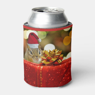 Enfriador De Latas Cute Chipmunk Merry Christmas