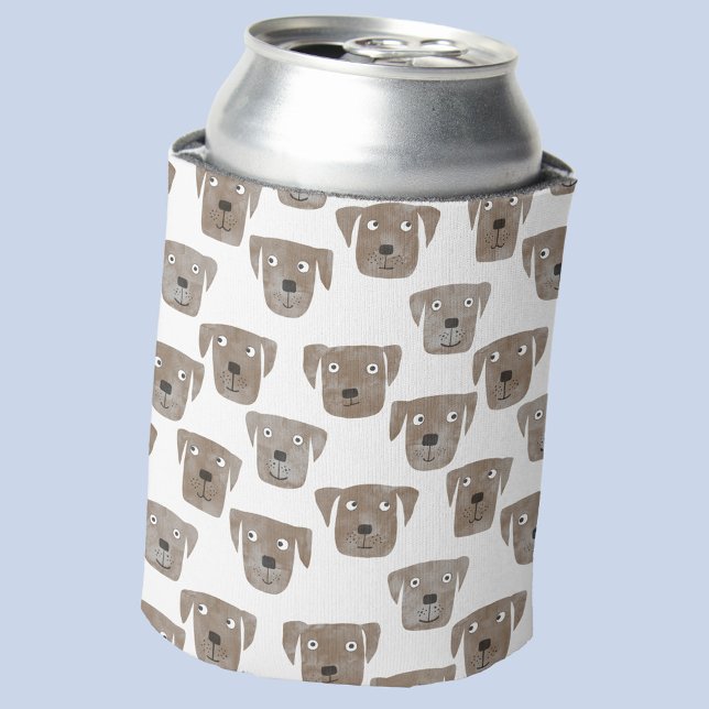 Enfriador De Latas Cute chocolate Labrador recuperador de perro acuar (Fun Chocolate Labrador Retriever dog pattern can cooler)