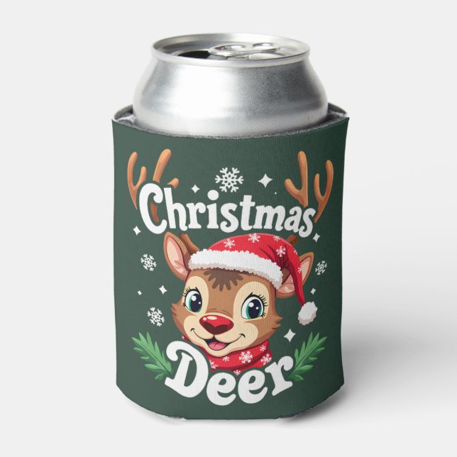 Enfriador De Latas Cute Christmas Deer Illustration (Lata Anverso)