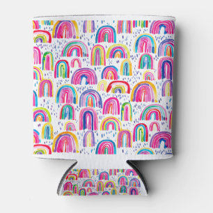 Enfriador De Latas Cute Colorful Watercolor Rainbows