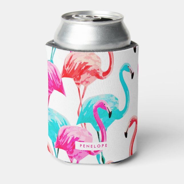 Enfriador De Latas Cute Flamingos (Reverso de la lata)