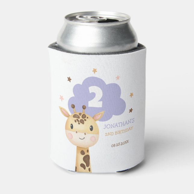 Enfriador De Latas Cute Giraffe Safari Animal Kids Birthday (Reverso de la lata)