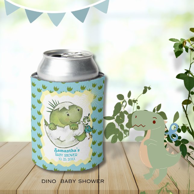 Enfriador De Latas Cute Hatching Dino Baby Shower Can Cooler  (Cute Hatching Dino Baby Shower Can Cooler )