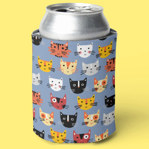 Enfriador De Latas Cute Kitty Cat Blue