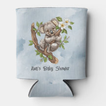 Cute Koala Bear Blue Watercolor Baby Shower