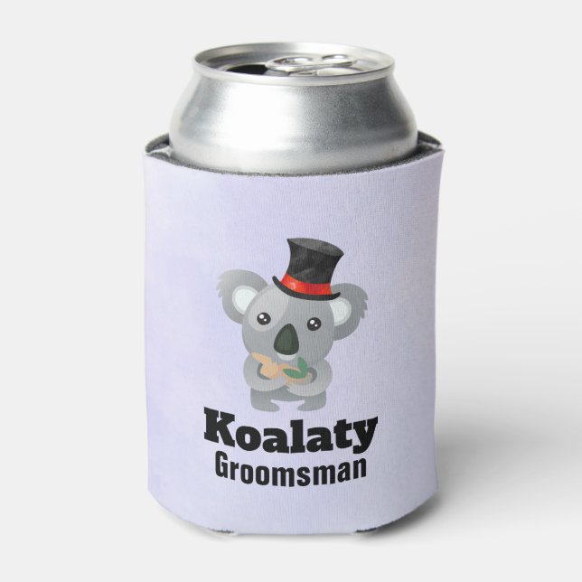 Enfriador De Latas Cute Koala Pun Koalaty Groomsman (Lata Anverso)