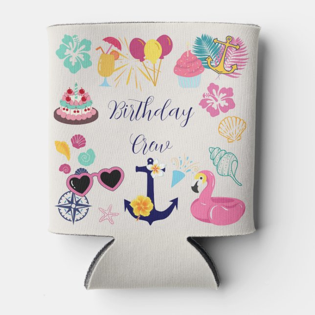 Enfriador De Latas Cute Nautical Birthday (Anverso)