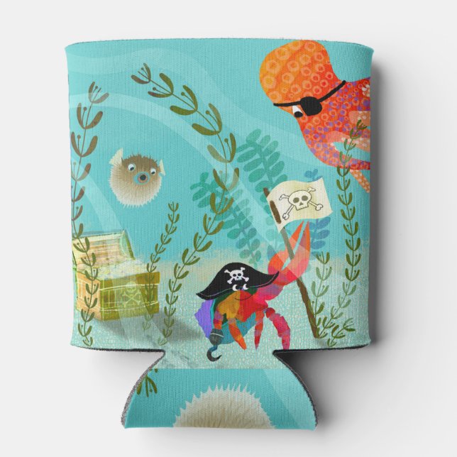 Enfriador De Latas Cute Ocean Friends with Pirate Theme Can Cooler (Reverso)