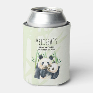 Enfriador De Latas Cute Panda Bears Cuddddling Watercolor Baby Shower
